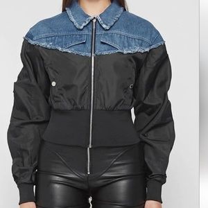 Maniere De Voir denim and black jacket, size 16